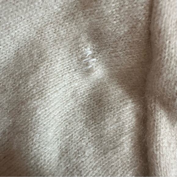 J Crew 100% Cashmere Knit Sweater Ivory Ruffle V Neck Long Sleeve Small * flaw - Picture 13 of 15